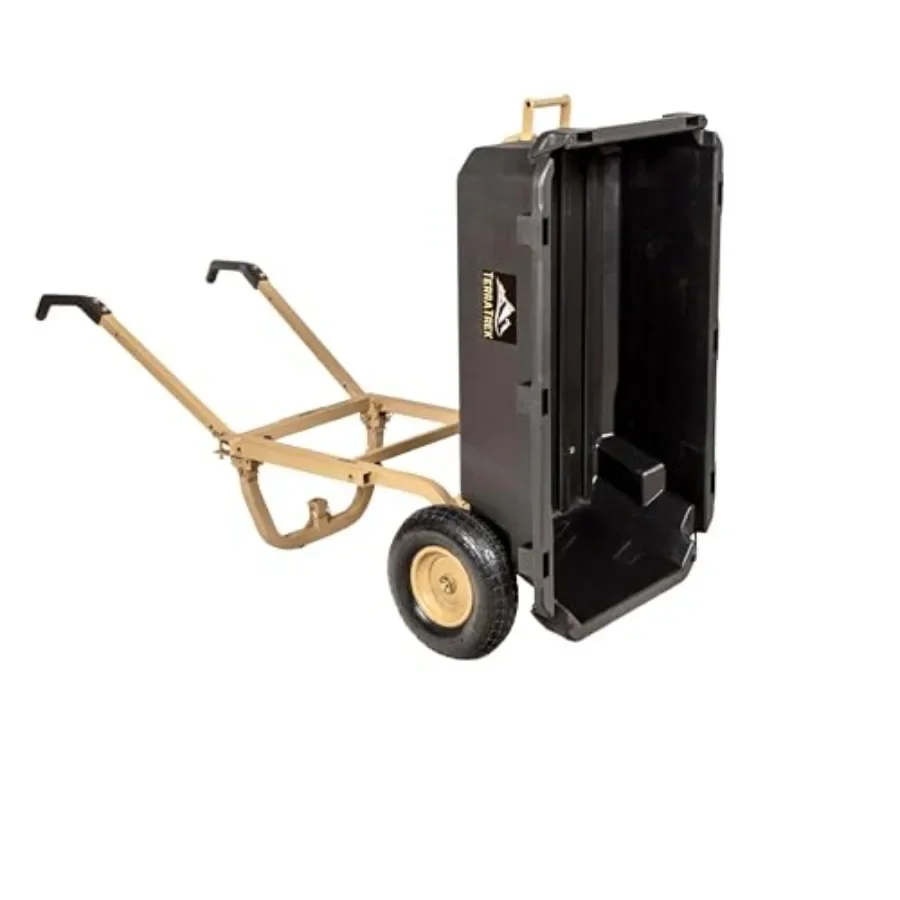 7 Cu. Ft. Garden Cart, 2-in-1 Wheelbarrow for outdoor use, steel frame, black, 600 lb capacity