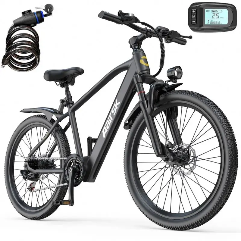 

400W 36V Electric Mountain Bike 7-Speed Lithium Battery Carbon Frame Hidden Front Disc Brakes
