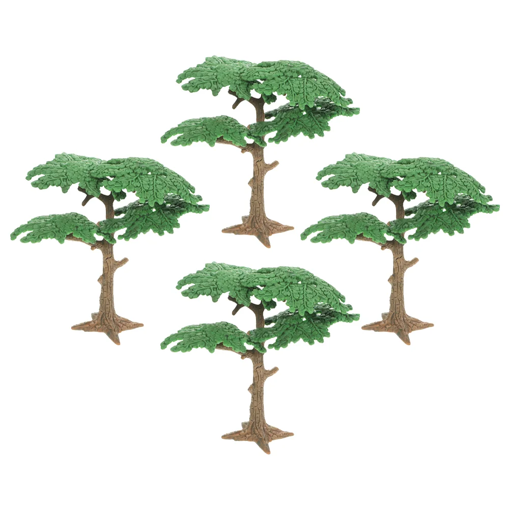 4 Uds. De árbol de paisaje de simulación, Mini modelo de mesa de arena, accesorio de escena, árboles, pino, casa de muñecas de plástico, plantas para niños