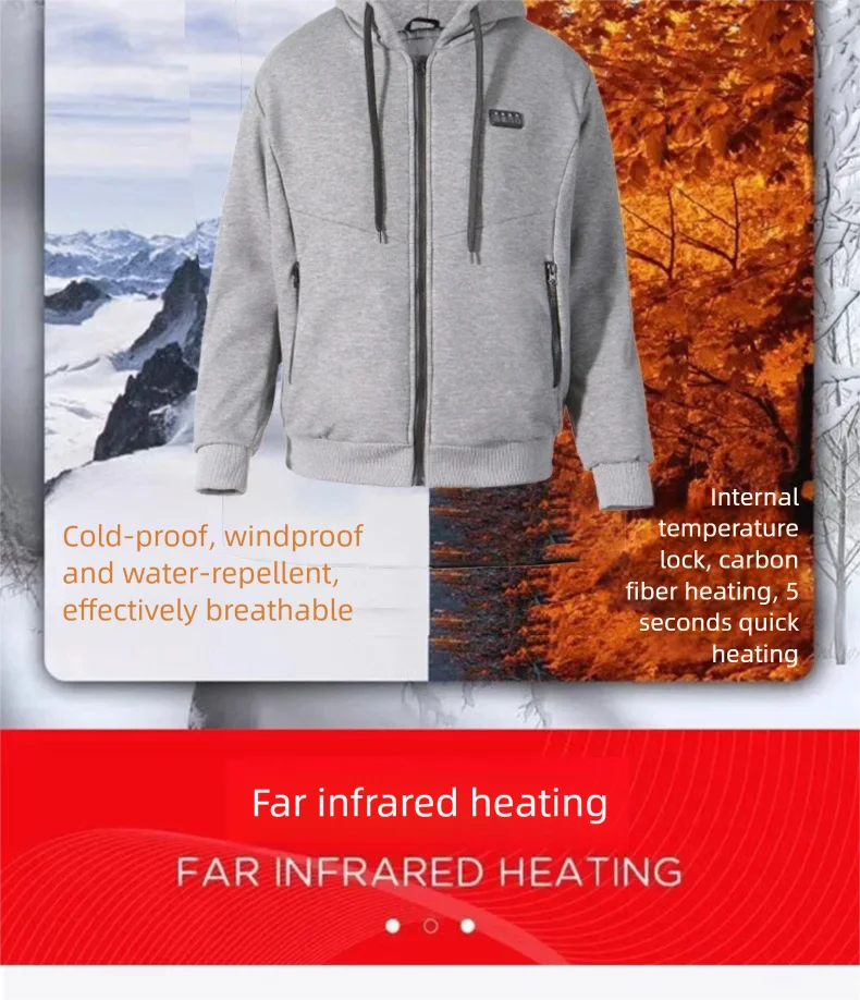 23-Zahlen-intelligenter USB-Heiz-Hoodie für Männer und Frauen, elektrisch, intelligente Heizung, Fleece-Liner, beheiztes Sweatshirt, Outdoor-Sportbekleidung – Detail 9