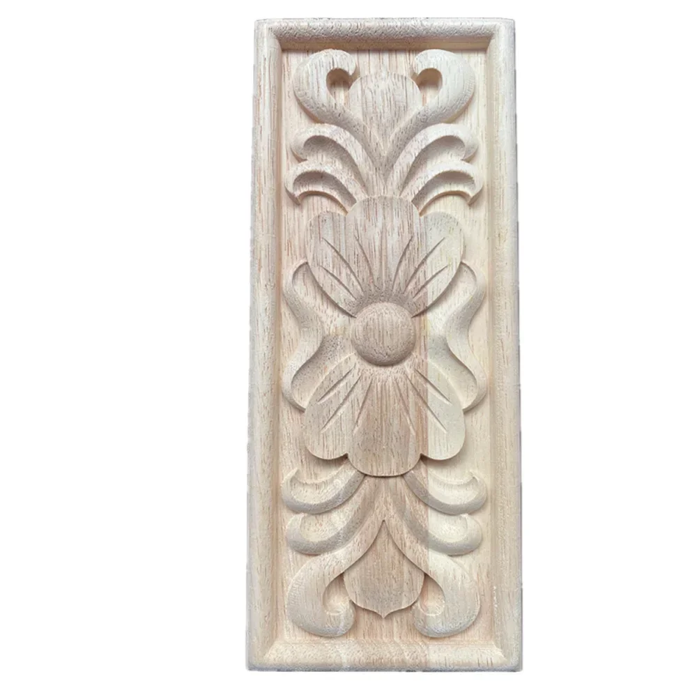 1PC 24cm Exquisite Classic Rubber Wood Carved Applique Retro Door Heart Shaped Long Flower Figurine Miniature Ornaments