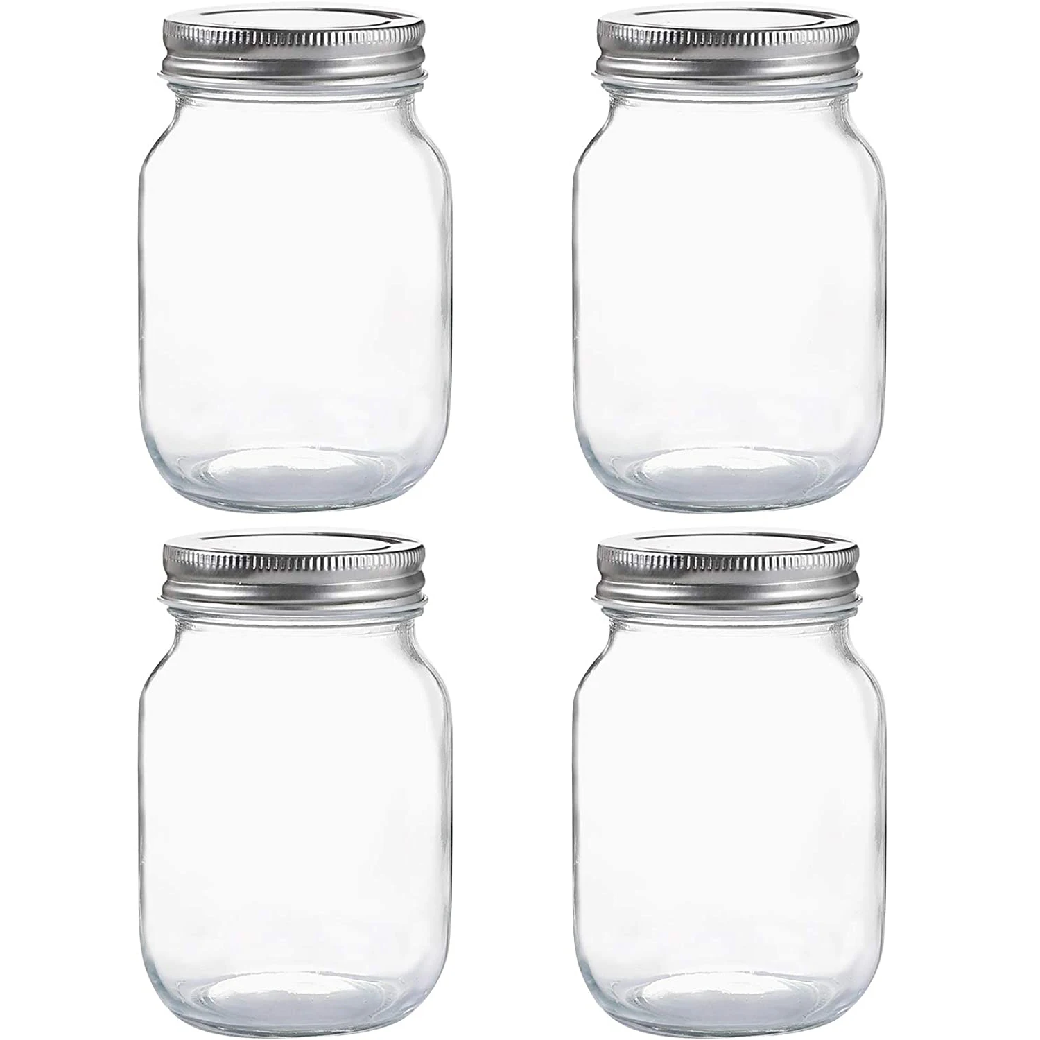 

Glass Regular Mouth Mason Jars, Glass Jars with Silver Metal Lids for Sealing, Canning Jars for Food Storage, Overnight Oats