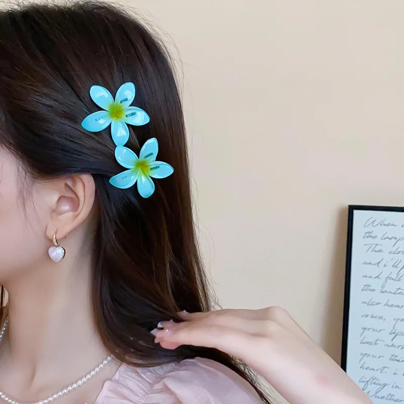 Dopamine Gradient Egg Flower Acrylic Hair Claws for Women Premium Partysu Accessories Headdress Charms Small Bang Duckbill Clips image 4