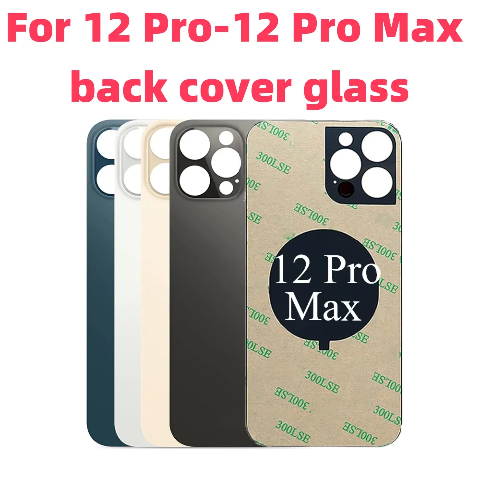 Back Glass+3M glue For IPhone12 Pro-12 Pro Max Back Cover Glass Fast Replacement Housing Battery Cover Big Hole Rear Glass