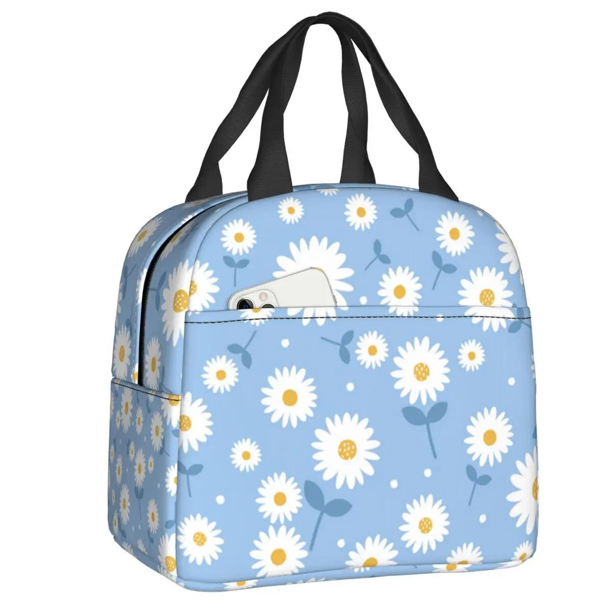 

Daisy Flower Lunch Bag Women Daisies Floral Resuable Cooler Thermal Insulated Lunch Tote Box for School Work Picnic Food Bags