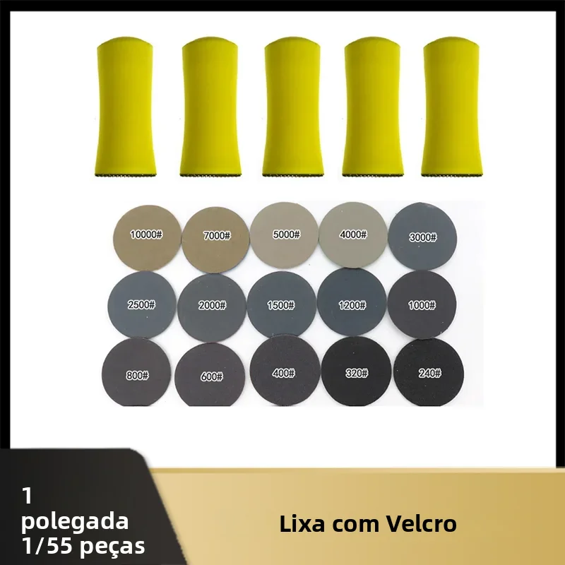 1 PCes 1 polegada Bloco de lixamento da mão / 5 PCes 1 polegada Bloco de lixamento Da Mão + 50 PCes 1 polegada 25mm disco de lixa Gancho laço misturado