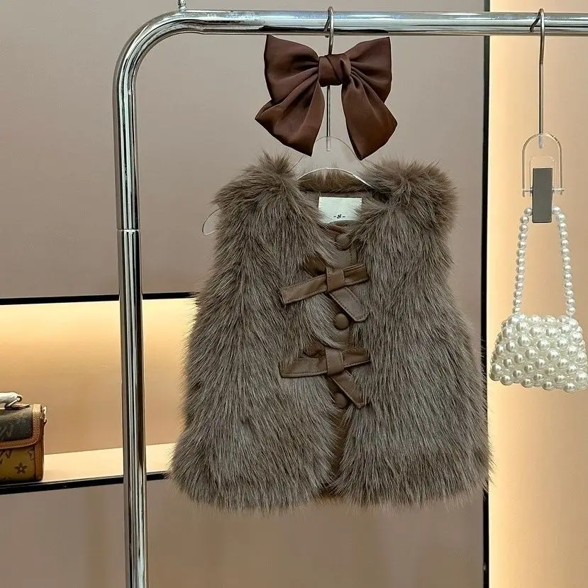 Korean Version Thickened Warm Fur Vest for Girls Imitating Fox Fur Vest Popular Fur and Maillard Vest