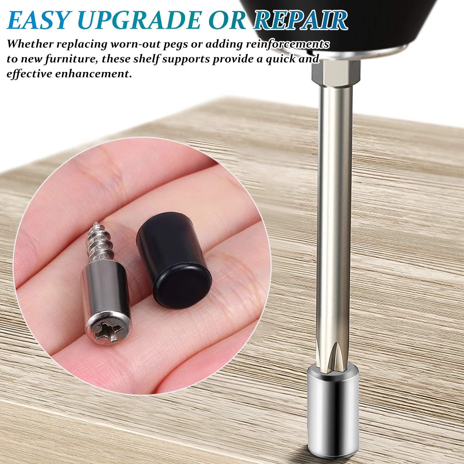 

20pcs Screw Heavy Duty Iron Shelf Support Pegs Adjustable For Cabinet Wood Glass Shelving Non-Slip Sleeve Shelf Clips Screw In