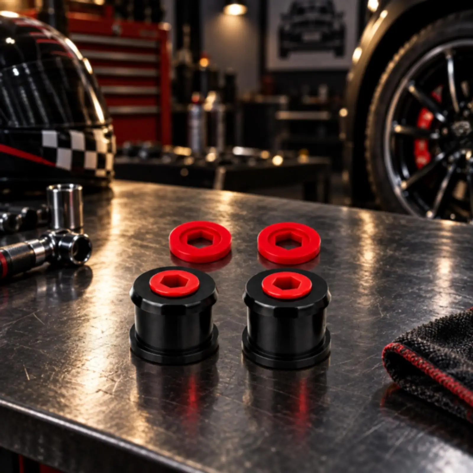 Performance Polyurethane Bushing for Mini Cooper R50 R53 R56 Rear Control Arm Hanging Assembly Red Internal Insert Firm Steering