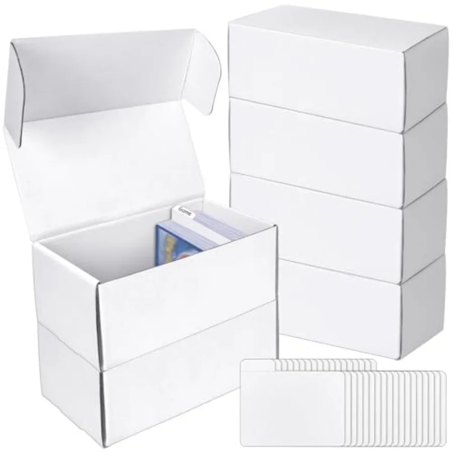 Trading Card Storage Box with Dividers, 6 Pack • 400 Count Bulk Card Collection Case, Corrugated Cardboard Storage Box for Spor