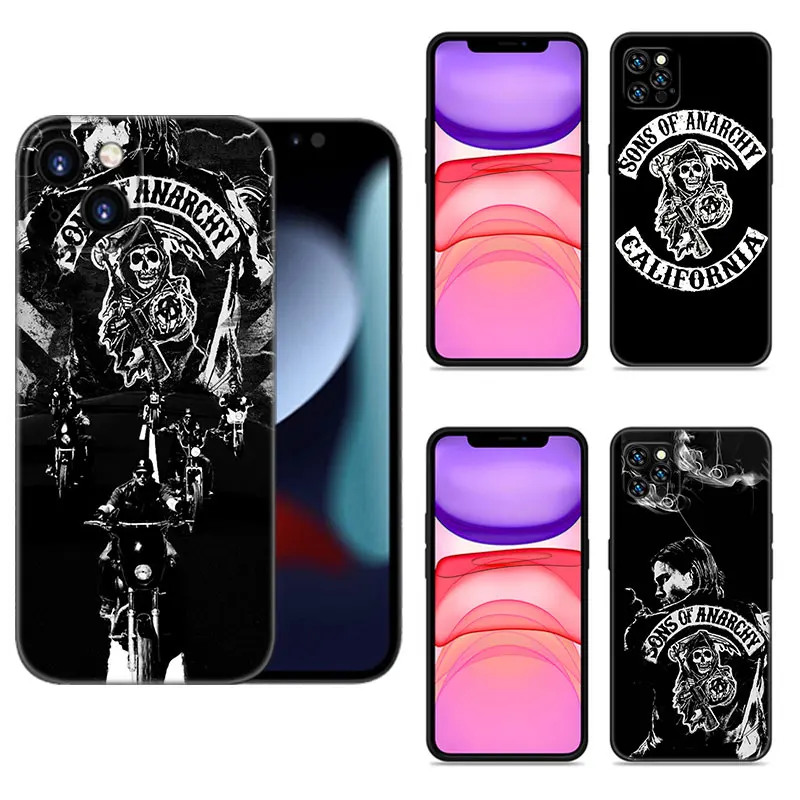 Sons of Anarchy TV Phone Case For Apple iPhone 12 13 Mini 11 14 15 Pro Max 7 8 Plus X XR XS SE 2020 2022 Black Silicone Case