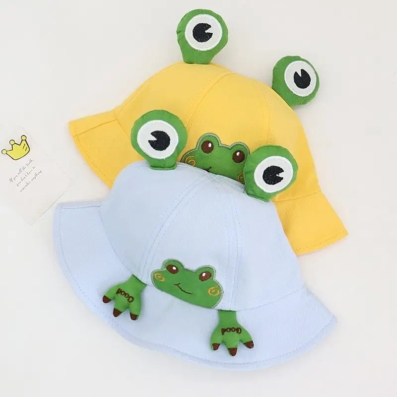 Cartoon Frog Baby Bucket Hat Breathable Soft Cotton Infant Boys Girls Fisherman Cap Outdoor Travel Toddler Sun Hats