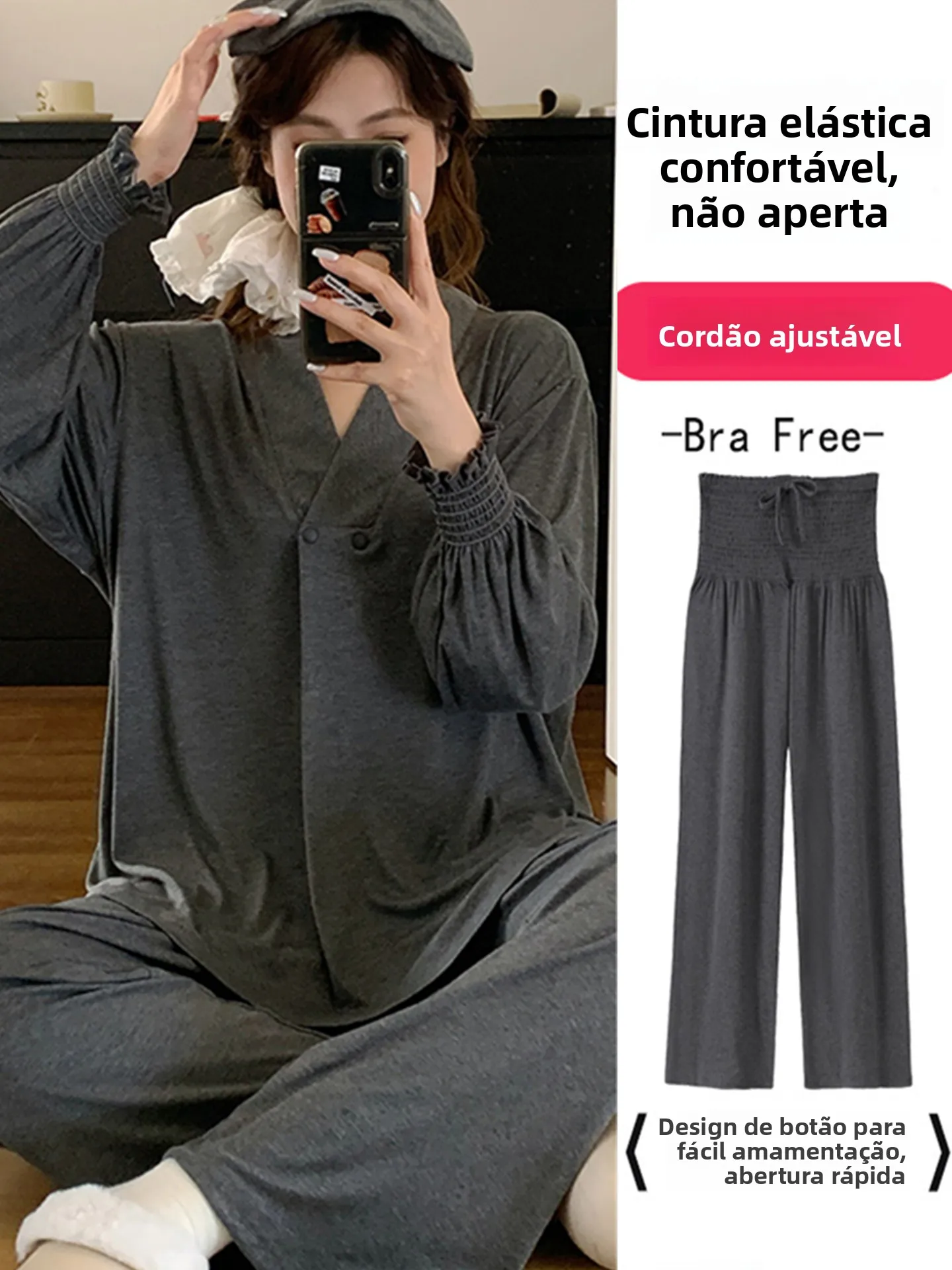 camicia-da-notte-premaman-in-modal-effetto-rinfrescante-sottile-comoda-per-pre-e-post-parto-per-allattamento-grigia-scollo-a-v-manica-lunga