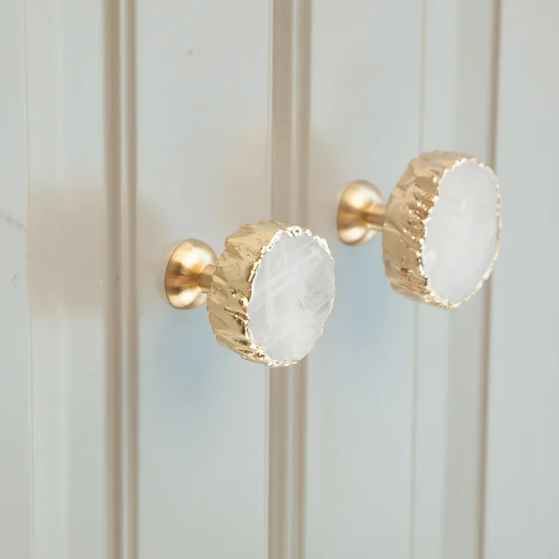 Luxury 4PCS Crystal+Brass Furniture Pulls Handles Drawer Knobs Cupboard Wardrobe Closet Dresser Shoe TV Wine Cabinet Pulls Knobs