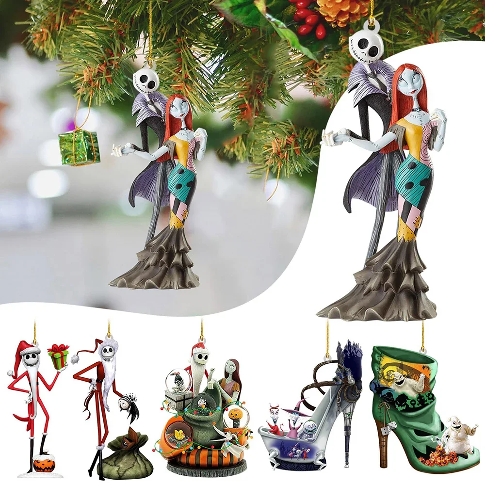 Disney Cartoon Il Pesadilla Prima di Natale Figure Anime Jack Skellington Modello Albero di Natale Acrilico Aereo Ciondolo Giocattoli