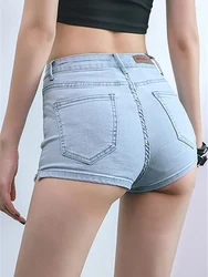 Summer Sexy Peach Butt Denim Super Short Pants Women's High Waist Thin Retro Butt Lifting Hot Pants New 2023 Trend