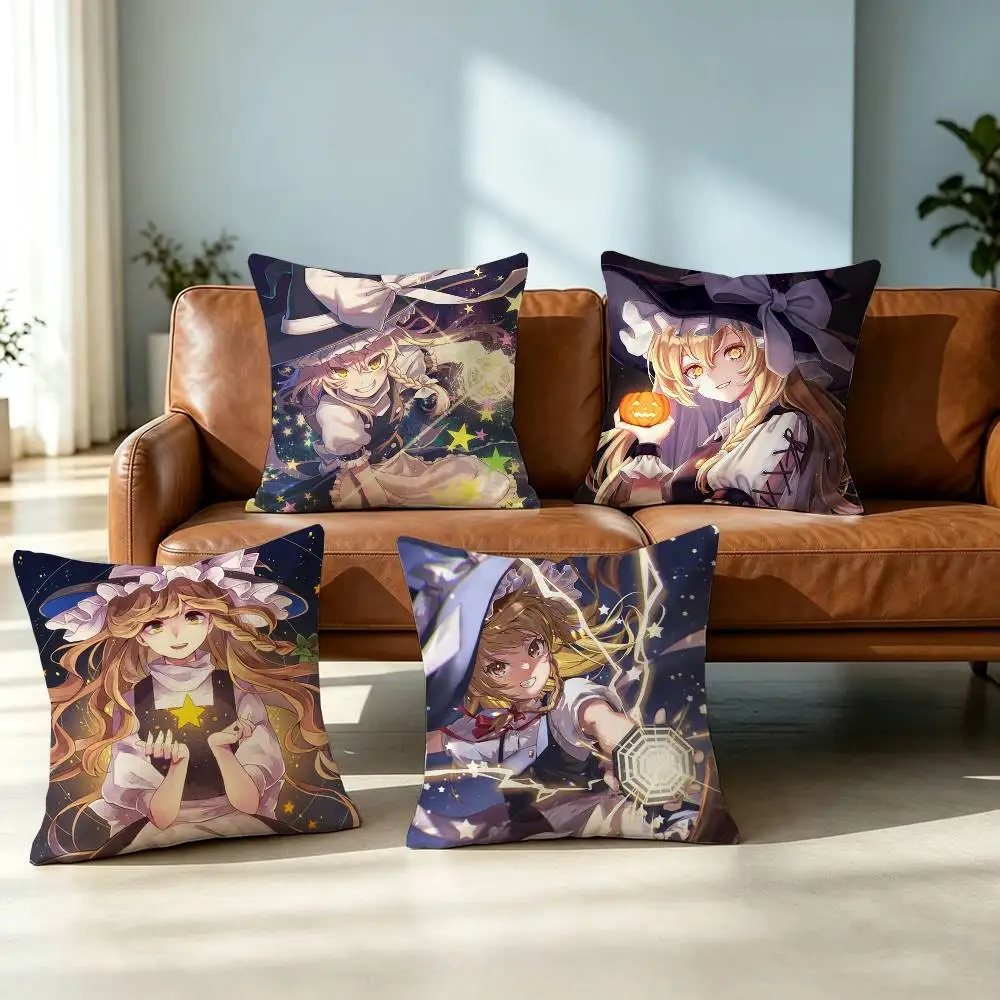 Touhou Project Marisa-Kirisame Pillow Case Square Double-Sided Sofa Cushion Cover Bedroom Bedside Pillow Gift