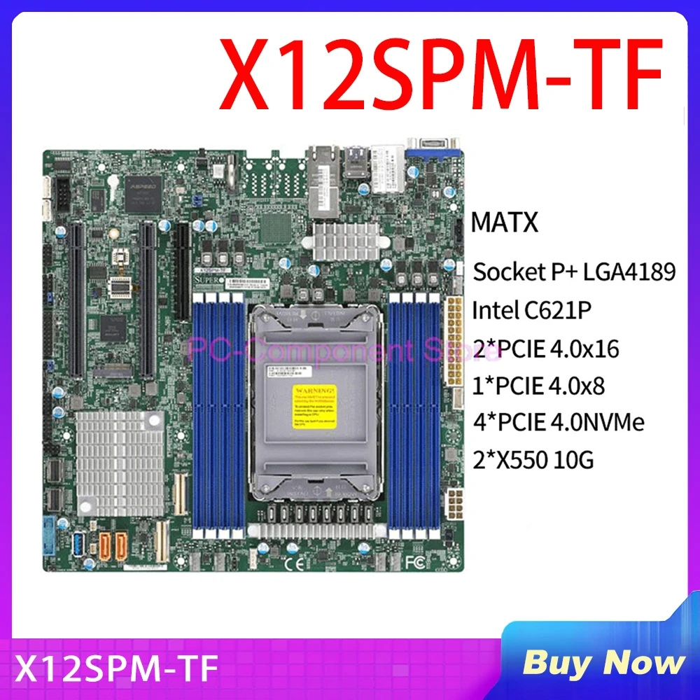 

Server Motherboard For Supermicro LGA-4189 DDR4-3200MHz M-ATX 12V DC X12SPM-TF