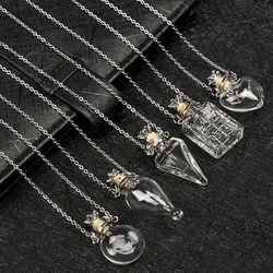 New Glaze Vial Necklace Openable Water Drop Heart Bottle Pendant Steel Chain Necklace Oil Diffuser Vial Jewelry