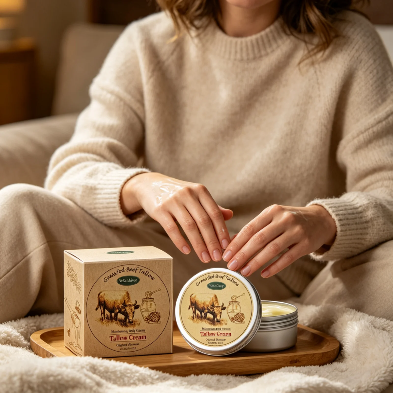 WoodSleep Tallow Cream Deep Nourishment Strengthen Skin Barrier Improve Dry Non Greasy Soft Smooth Skin Moisturizing Face Cream