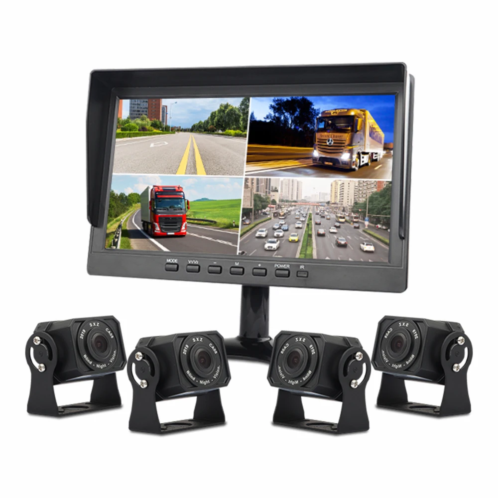 

7 Inch Monitor 4 Camera Dash Cam 1080p Vehicle Truck Night Vision Rear View Camera Support SD Card Recording Car Dashboard