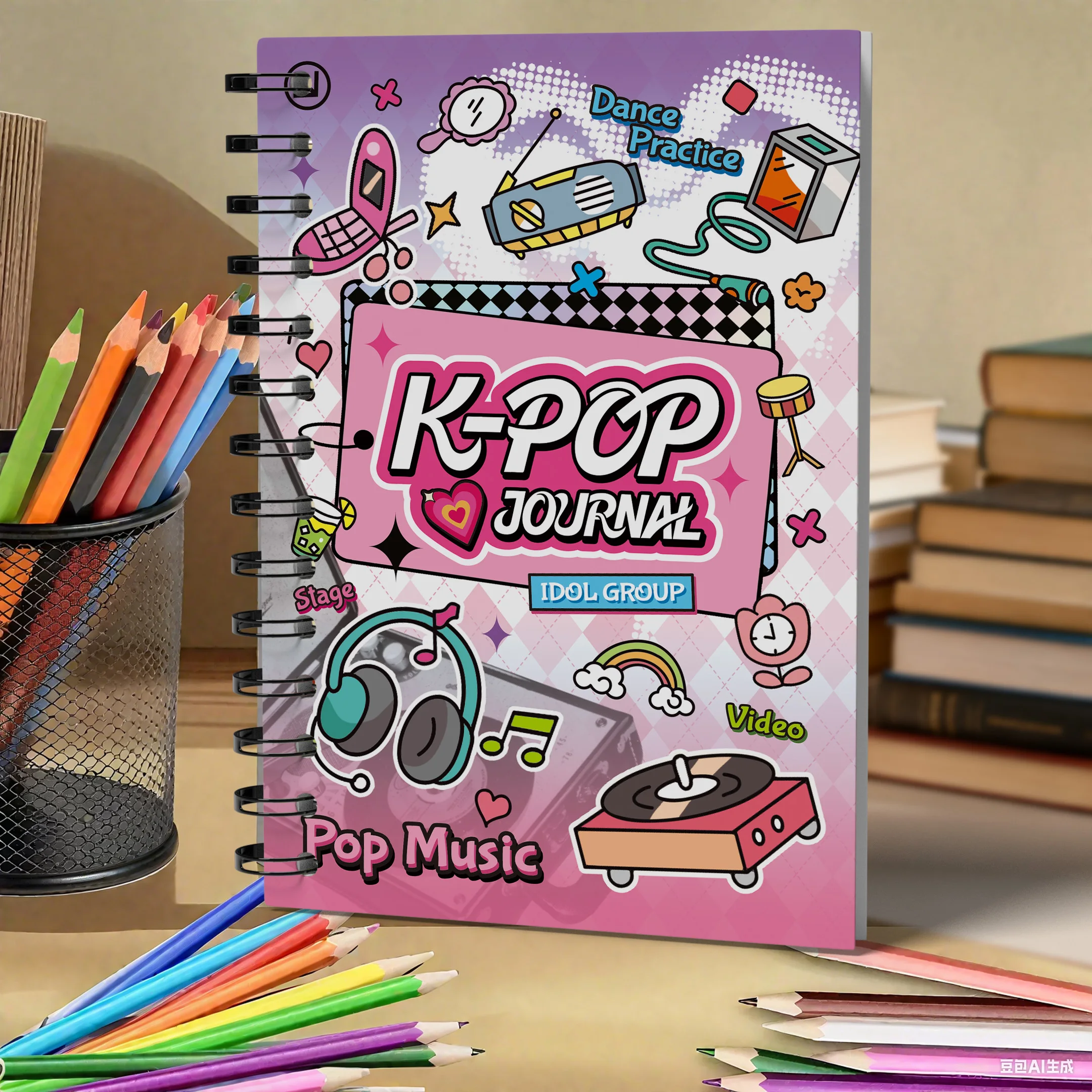 Kpop Hunter Girl Group Drawing Book Circle-Bound Notebook Sketchbook Peripheral Drawing Book Material Tracing Coloring Line Art