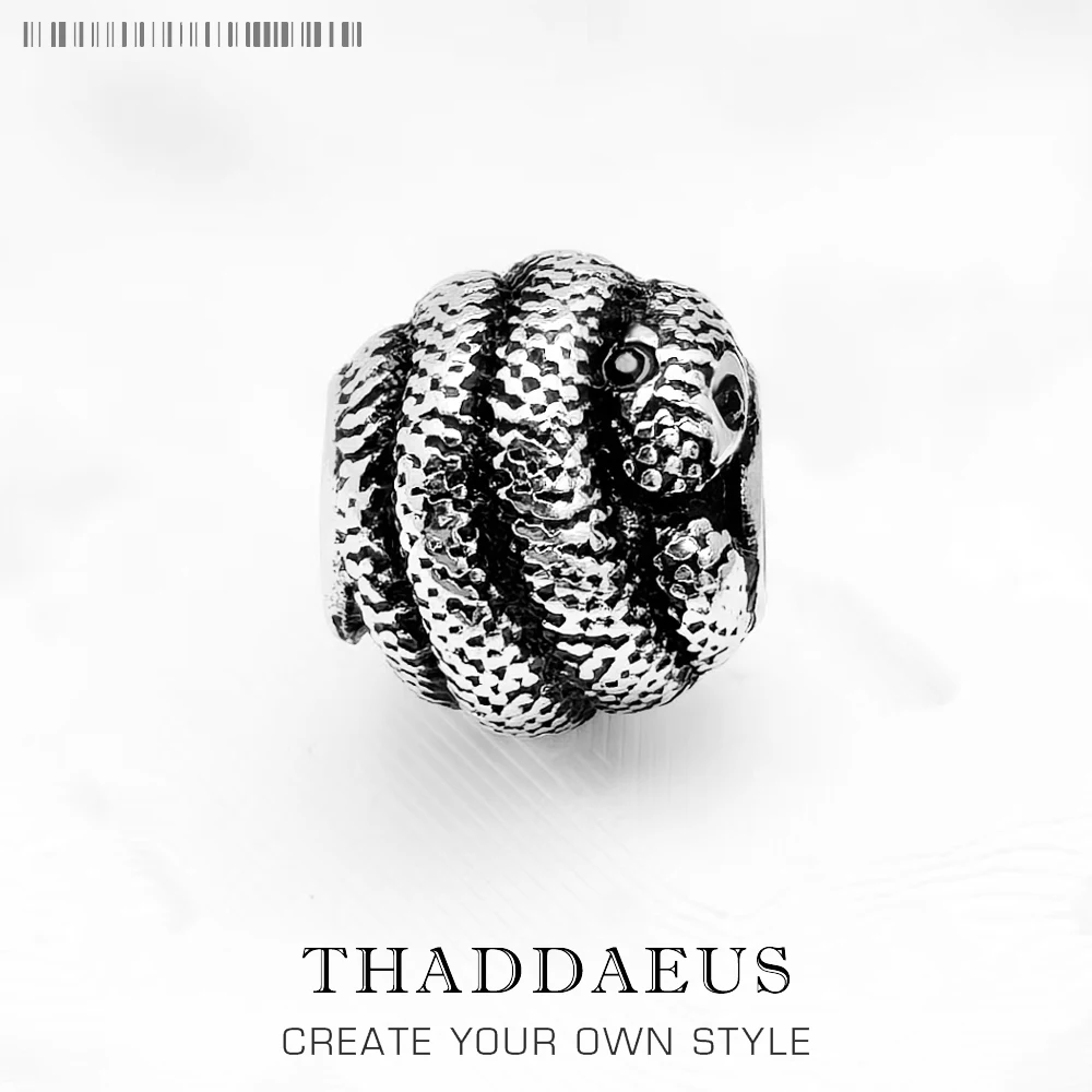 

Beads Blackened Snake 925 Sterling Silver Fine Jewelry Vintage Gift Karma European Accessories for Women Men