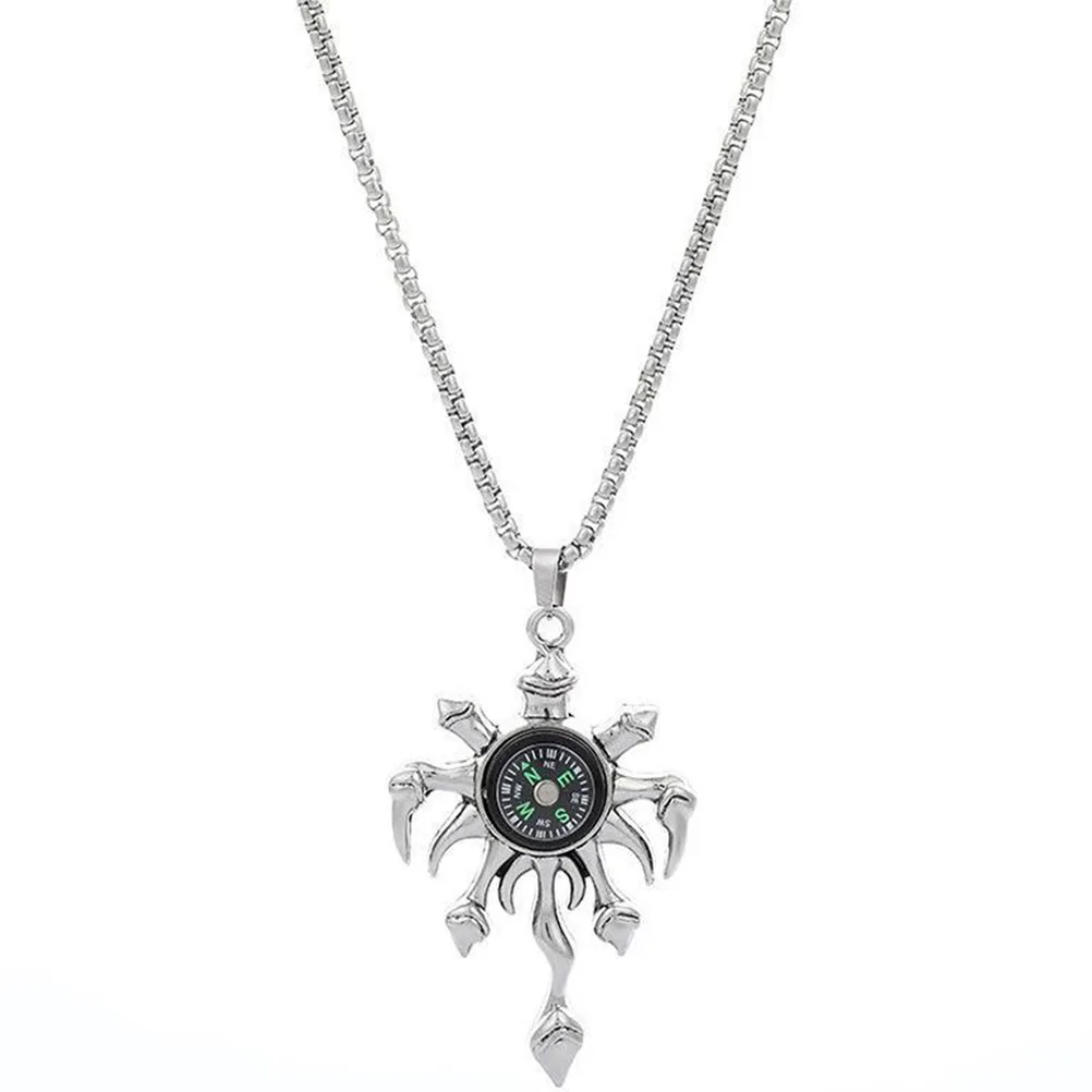 

Titanium Steel Necklace Mens Compass Pendant Functional Punk Survival Working Stainless Steel Chain Fashion Necklace