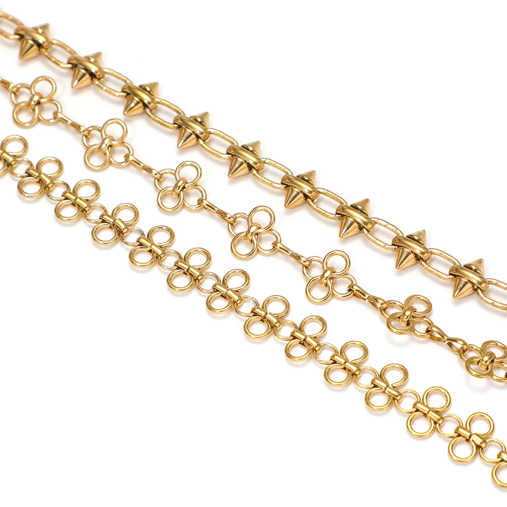 1 Meter Gold Edelstahl Blumen Schleifenkette für DIY Handgemachten Schmuck, Hip-Hop-Halsketten, Damen-Ohrringe – Detail 3