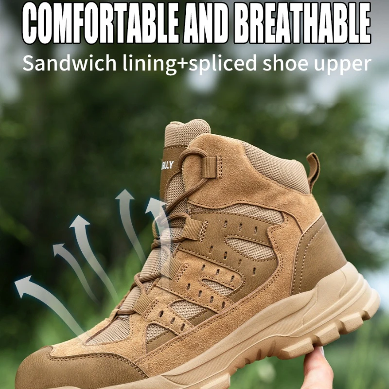 고품질 안전화, 충격 방지 안전화, 냄새 방지 작업용 스틸 토 신발, 하이탑 작업화, 펑크 방지 방수