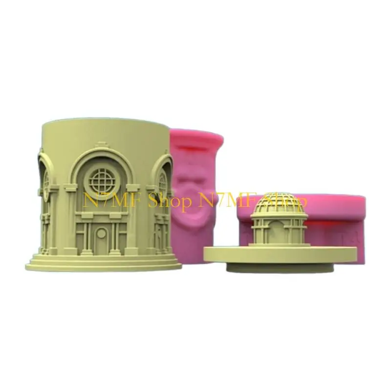 

N7MF Building Storage Jars Silicone Mold 3D Flower Pot Mold DIY Holder Mold