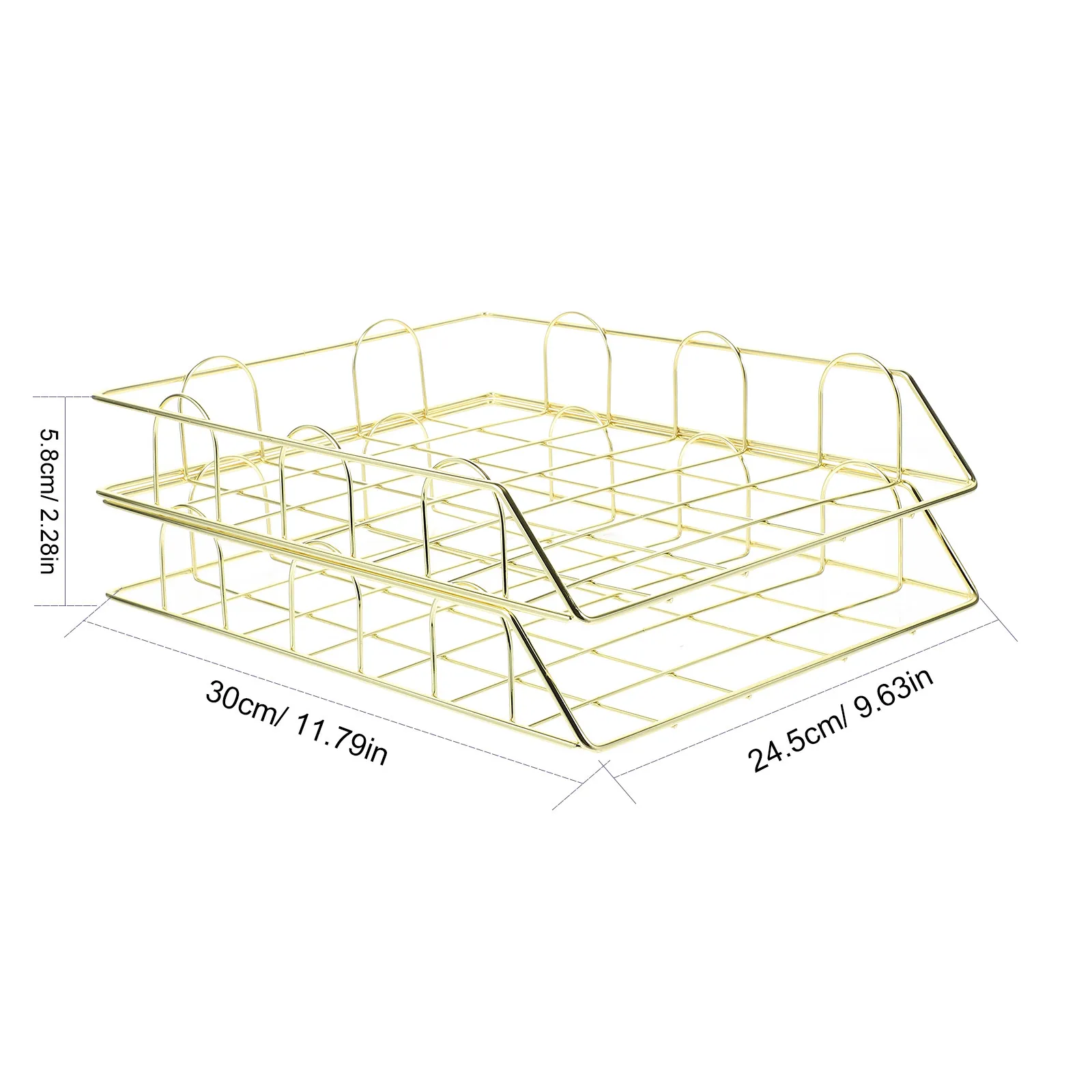 2Pcs Black Metal Desktop Storage Basket File Organizer Office Document Holder for Cosmetics Stationery Desk Tray