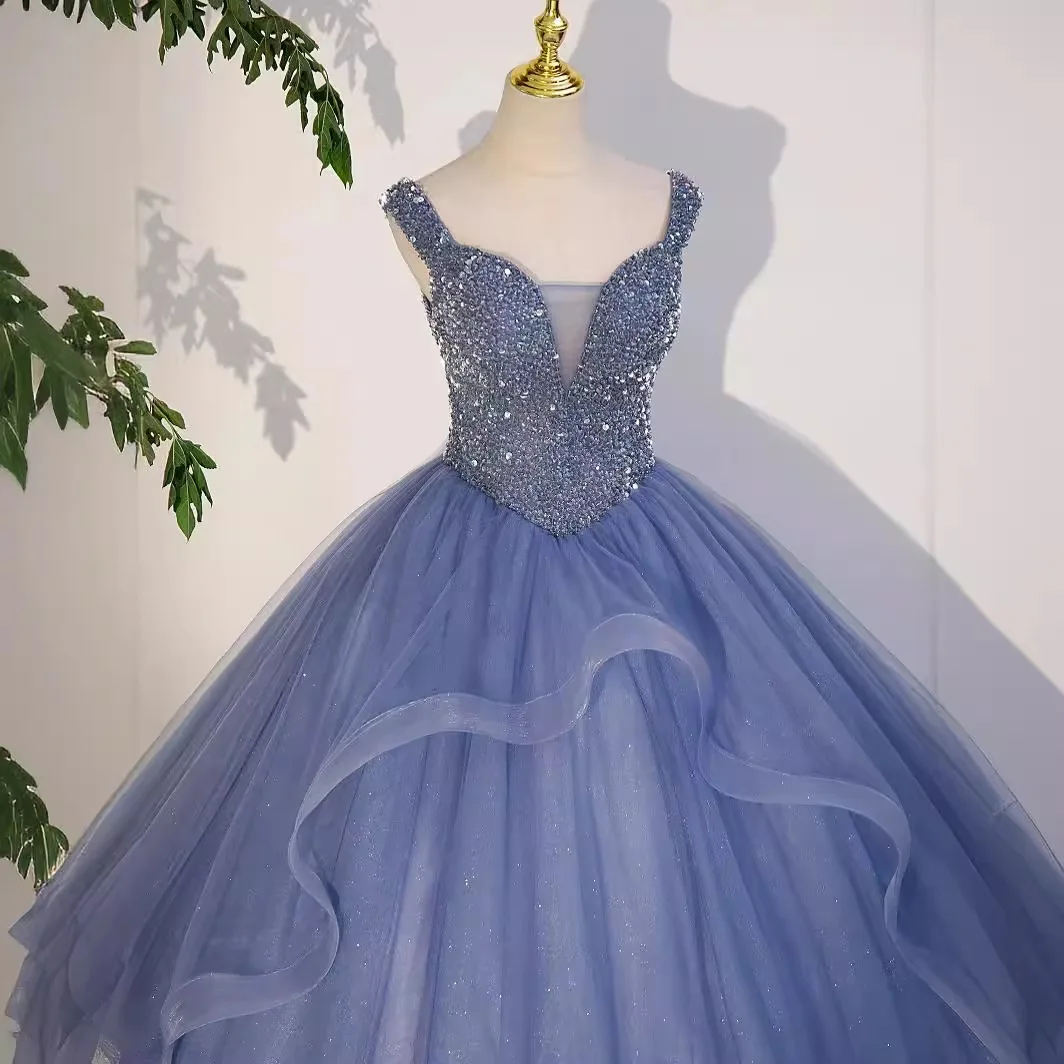 Suknia balowa sukienki na quinceanerę cekiny tiulowe balowe suknie na przyjęcie urodzinowe formalne okazje Vestido De Anos 15. Sweet 16