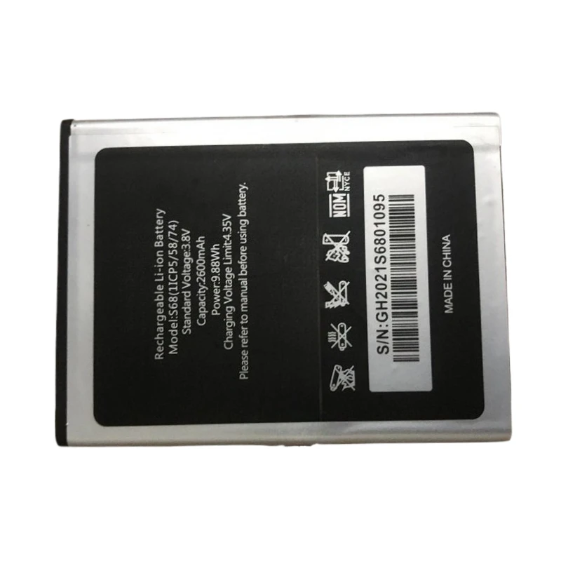 100% nouvelle batterie de téléphone portable de remplacement de haute qualité 3.8V 2600mAh pour Oukitel S68