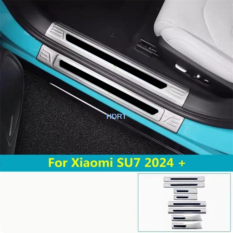 Car Style Door Sill Threshold Welcome Pedal Cover Trim For Xiaomi SU7 2024 + Scuff Plate Guard Protector Decoration Accessories