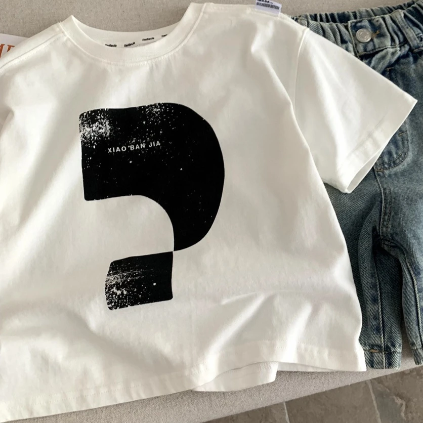 Boys T-shirt 2026 Spring and Summer New Children's Clothing Korean Style Boys and Girls Foreign Symbol Printed T-shirt