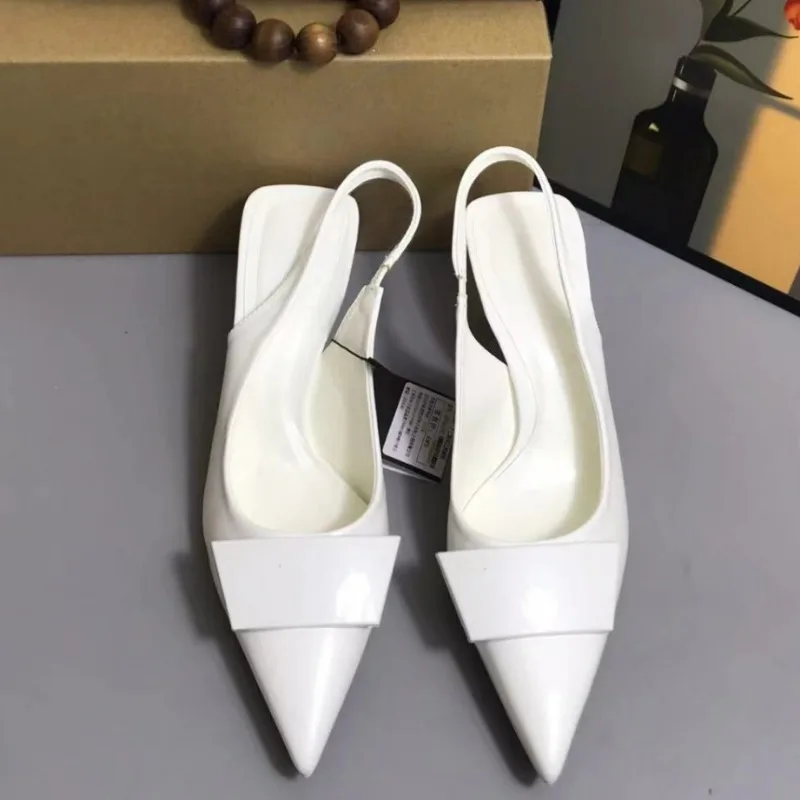 

Trendy Design Women Slingback High Heels Sandals 2025 Summer Pointed Work Party Daily Wear Classic Black White Lady Office Shoes