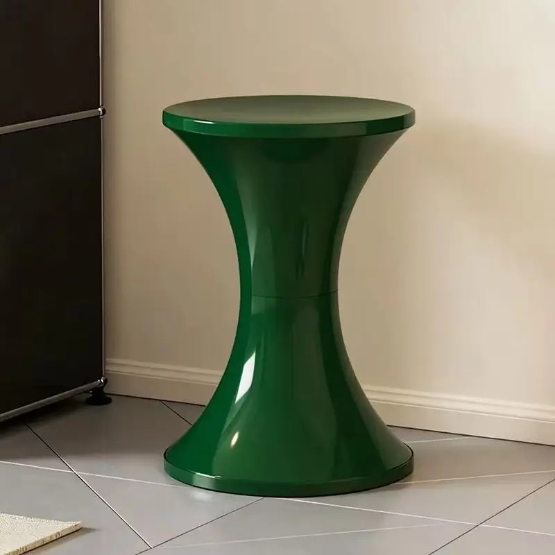 Thickened Plastic Low Stool Hourglass Design Small Apartment Home Living Room Shoe Changing Chair Compact Seating for Kids Adult