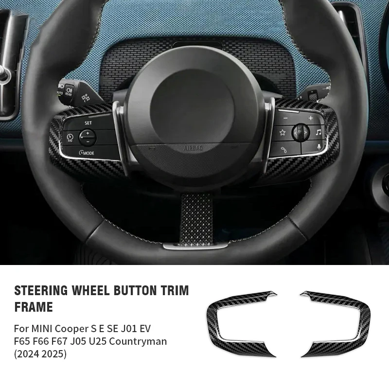

Carbon Fiber Steering Wheel Button Frame Sticker Trim For MINI Cooper S E SE J01 EV F65 F66 F67 J05 U25 Countryman 2024 2025