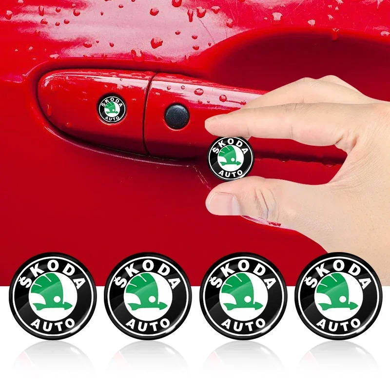 Car Door Lock Keyhole Protection Stickers Emblem For Skoda A5 A7 Yeti Roomster Octavia Rapid Fabia Superb Kodiaq Scala Karoq