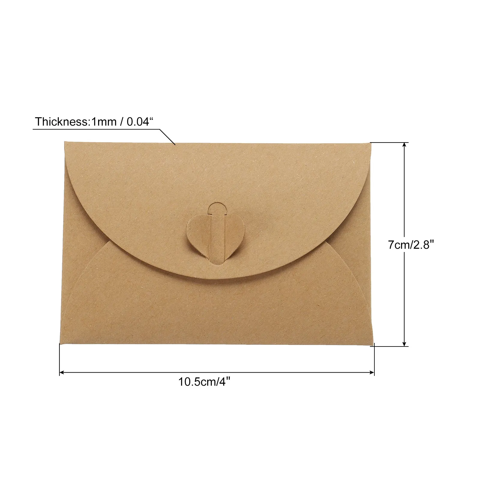 24Pcs Mini Envelopes Heart Clasp Tiny Items Storage Cute Present Card Holder for Wedding Greeting Party Brown