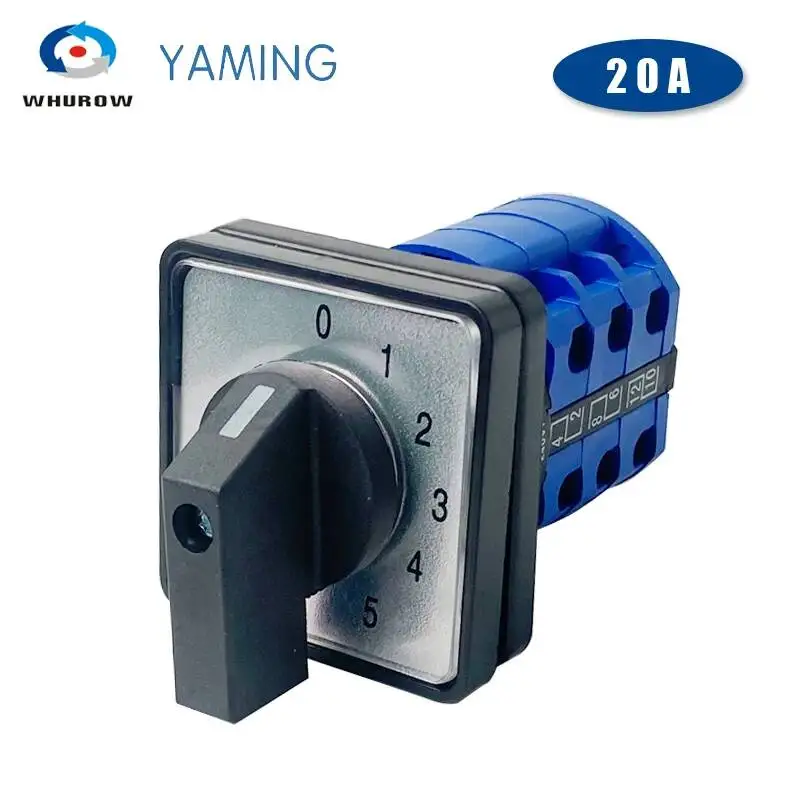 

LW26 YMW26-20/3 Rotary Cam Switch Knob 0-5 Position 660V 20A Three Poles 10 Terminals Motor Universal Selector
