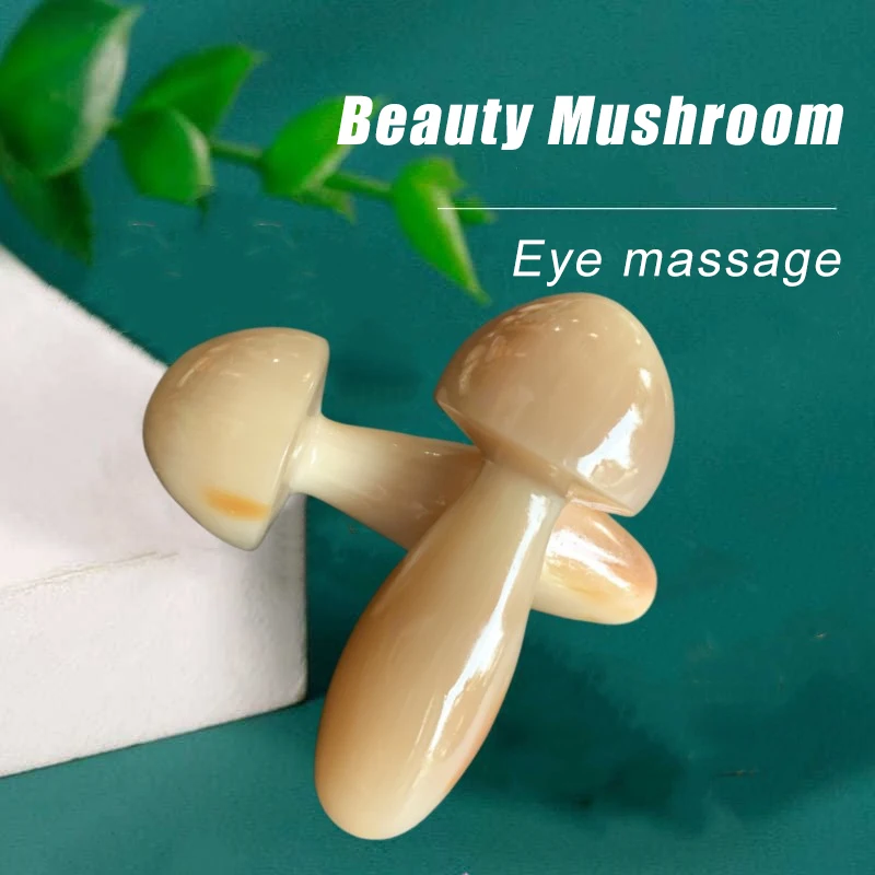 Yak horn massage nail ox horn mushroom massage stick horn tip stick acupuncture stick easy to carry meridian eye massage