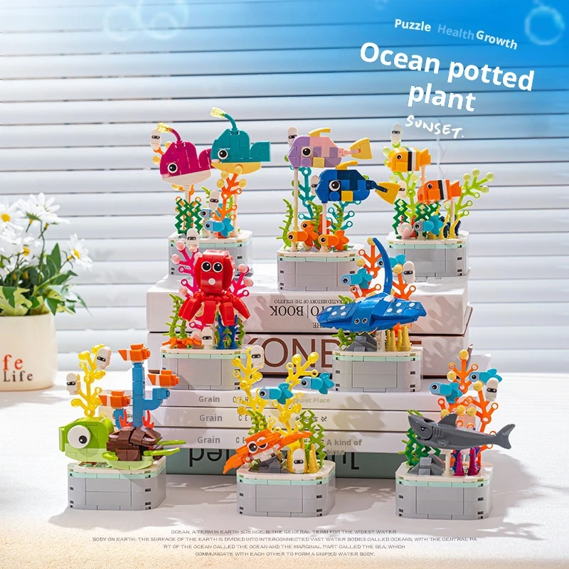 Rose Flower Building Block Flower Eternal Bouquet Prickly Pear Model Plant Decoration Educational Toy For Kids Birthday Gift