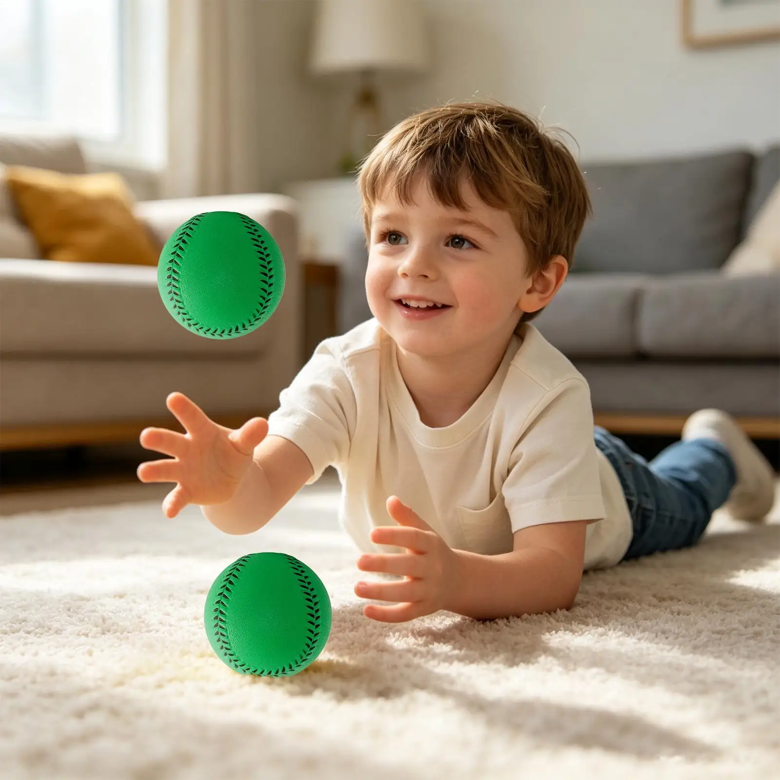 Indoor Baseball 6 Pieces Soft PU Foam Safe Practice Training Toys Kids Practice Baseballs For Indoor Outdoor Backyard Beach