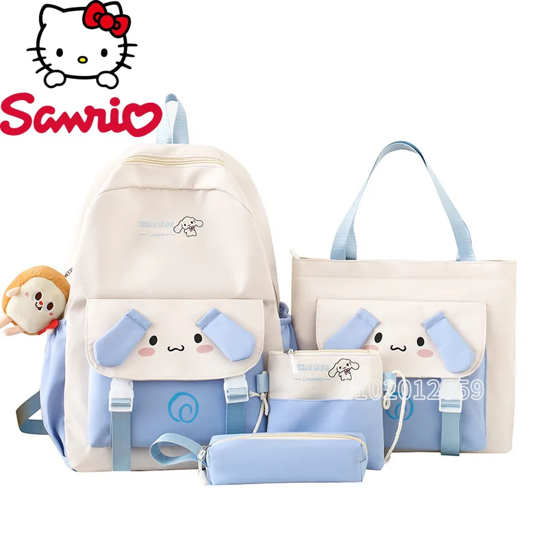 sanrioKuromi New Girls' Backpack 5-piece Girls Schoolbag Cartoon Girls' Backpack Large Capacity Multifunctional High-quality