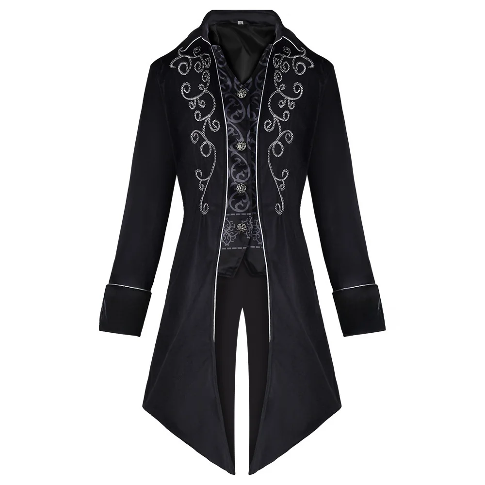 할로윈 테일코트 남성용 펑크 중세 레트로 코스프레 코트 신모델 롱 미들 길이 빈티지 스타일 무대 공연 의상