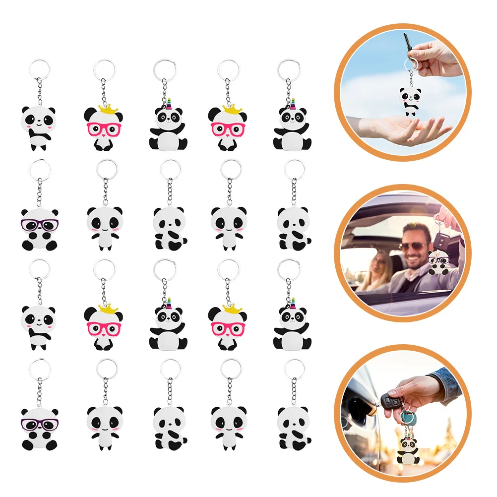 

20Pcs Cartoon Panda Keychains Multipurpose Backpack Hanging Ornaments Bag Pendants Decorative Key Rings Panda Keychain