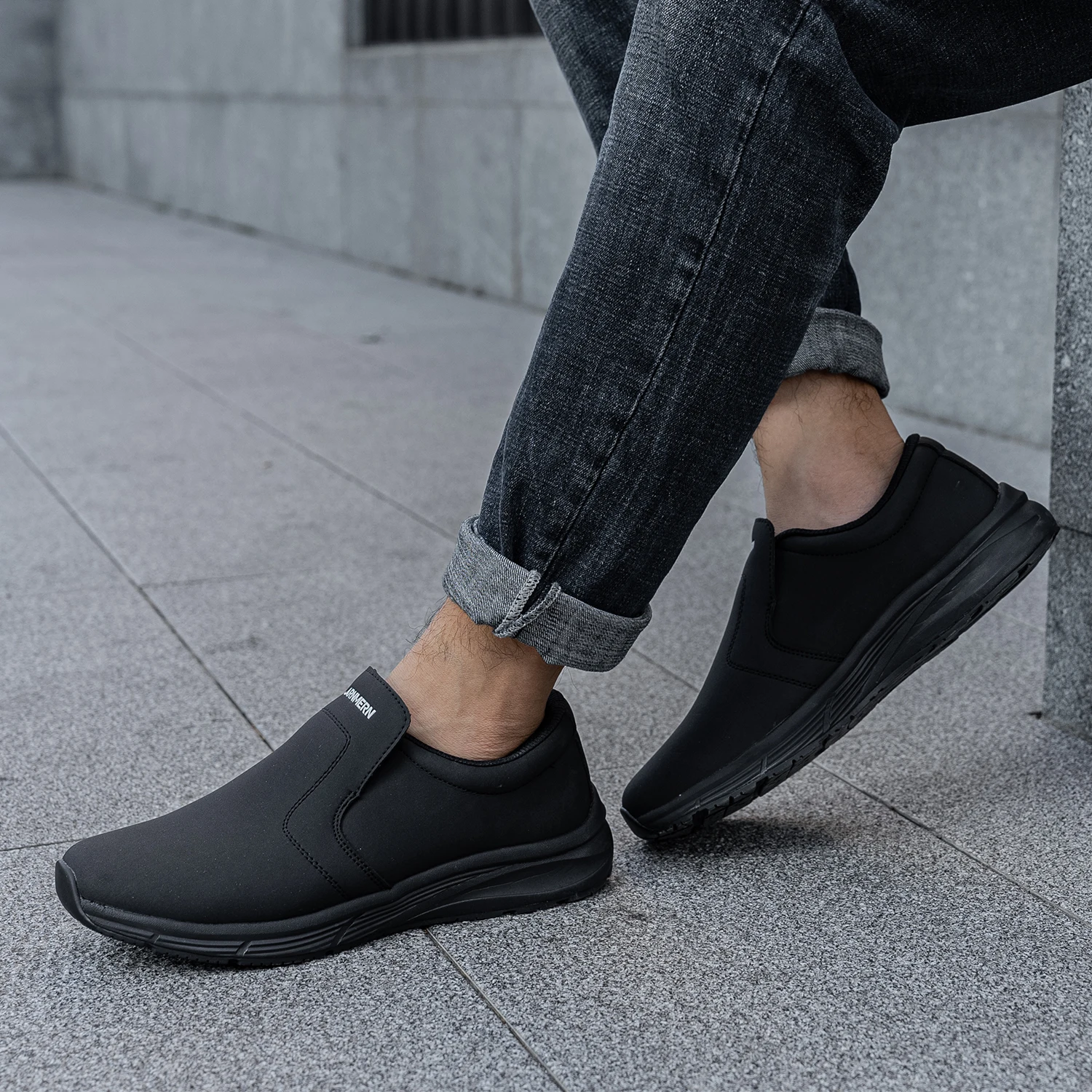 Larnmern Chef Shoes For Men Resistant Kitchen Cook Waterproof Non Slip Work Shoes Oil-proof Safety Shoes Hotel Restaur Plus Size