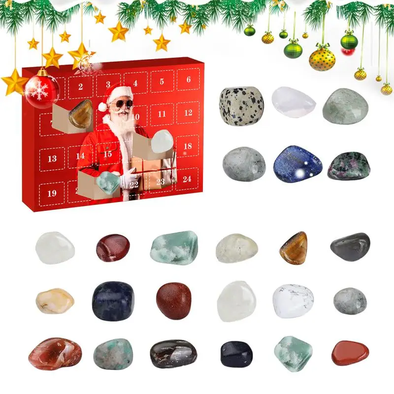 Crystal Advent Calendar 2025 Christmas 24 Days Natural Rock Crystal Gemstone Christmas Countdown Calendar for Boys Girls